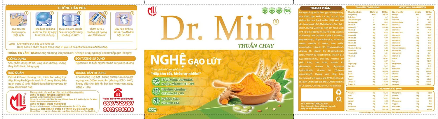 Sữa nghệ gạo lứt Dr.Min